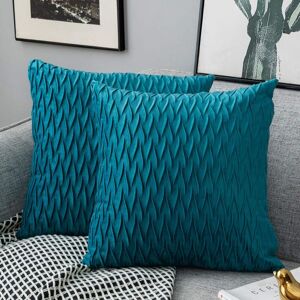 Groofoo - Velvet Cushion Covers 45x45cm for Living Room SofaㄛSet of 6 Plain Pattern Square Cushion Covers Bedroom Decoration,Turquoise