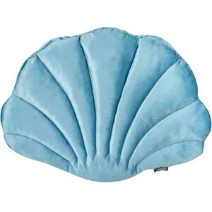 Beliani - Velvet Scatter Cushions Seashell Throw Pillow Scallop Shape Solid Pattern Light Blue Consolida - Blue