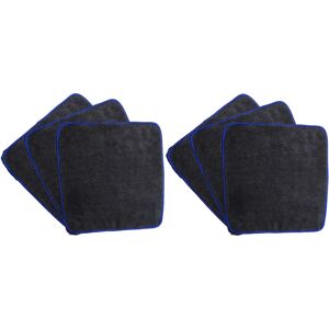 vhbw 6x Care Towel for Car, Motorcycle - Microfibre Cloths 40 x 40 cm, Washable, Reusable, Black/Blue