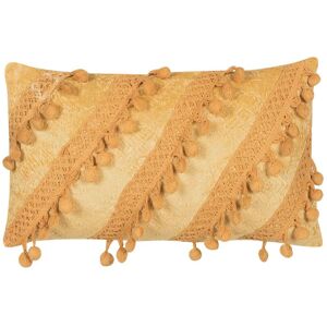 Beliani - Viscose Decorative Accent Pillow Cushion Boho Tassels 27 x 50 cm Yellow Ayroor - Yellow