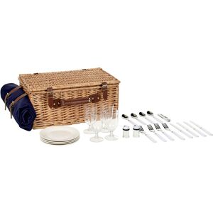 Beliani - Wicker Picnic Hamper 4 Person Basket Cool Bag Wine Glasses Blanket Natural Crepes - Brown