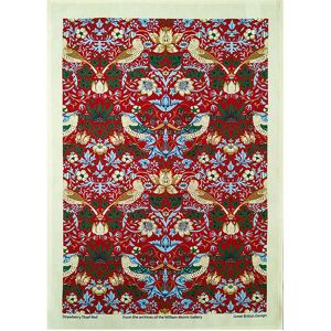 Strawberry Thief Red Cotton Tea Towel - William Morris