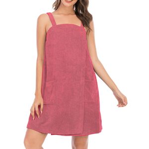 PESCE Women's Bath/Shower Wrap Towel Dress with Straps Closure Lightweight Knee Length Body Wraps Red l