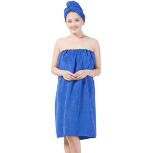 PESCE Women's Ecofabric Terry Cloth Spa Package: Body Wrap & Hair Towels blue