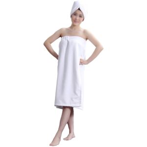 PESCE Women's Ecofabric Terry Cloth Spa Package: Body Wrap & Hair Towels White