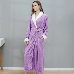 HOOPZI Women's Fleece Bathrobe, Soft Bathrobe Dressing Gown with Pockets Winter Christmas Gift l Purple