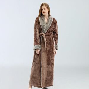 HOOPZI Women's Fleece Bathrobe, Soft Bathrobe Dressing Gown with Pockets Winter Christmas Gift xl Khaki