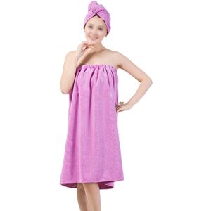 PESCE Women's Spa Wrap Robe Set Soft Cozy Absorbent Microfiber Bath Towel with Drying Hair Hat Turban Cap light purple