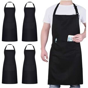 Linghhang - Aprons, Black Apron with 2 Pockets, Waterproof Adjustable Apron for Men Women, Professional Kitchen Apron for Cooking, 4 Pack