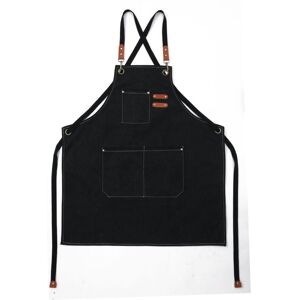 Linghhang - Black)Men's Kitchen Apron Canvas Aprons with 3 Pockets Waterproof and Adjustable Apron for Barbecue, Restaurant, Garden, Carpenter, 78 x