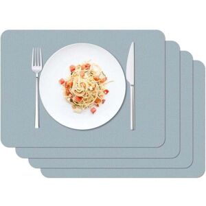 YMYNY Fliti Set of 4 Placemats Waterproof Washable 42 x 30 cm Kitchen Dining Room pvc Placemat Non-Slip Heat Resistant Blue Grey