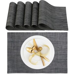 Relaxdays Place Mat Set, 6x Coaster, Tableware, Drinks, Table Protect, Square, 45 x 30 cm, Polyester, Style, Anthracite