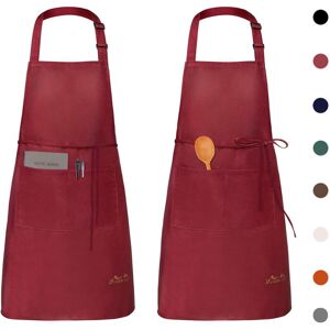 LINGHHANG Waterproof Kitchen Aprons, Adjustable Apron with Pockets for Family Kitchen, Restaurant, Garden, BBQ 2 Pack