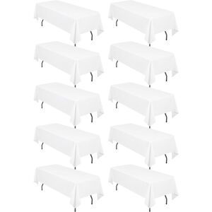 IKODM 10 Pack Rectangle Tablecloth, 153x260cm White Polyester Tablecloth for 6 Feet Rectangle Tables, Stain and Wrinkle Resistant for Wedding, Restaurant, IKODM 10 Pack Rectangle Tablecloth, 153x260cm White Polyester Tablecloth for 6 Feet Rectangle Tables, Stain and Wrinkle Resistant for Wedding, Restaurant,