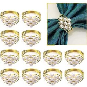 MCBOSON 12 Pcs Shiny Pearl Napkin Ring Buckles, Table Decoration, Gold Metal Napkin Rings, Napkin Holder Buckle for Dinner Wedding Baptism Christmas Banquet MCBOSON 12 Pcs Shiny Pearl Napkin Ring Buckles, Table Decoration, Gold Metal Napkin Rings, Napkin Holder Buckle for Dinner Wedding Baptism Christmas Banquet