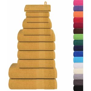 vidaXL 12 Piece Towel Set Gold - Bath Towels, Hand Towels, Washcloths, 360 gsm vidaXL 12 Piece Towel Set Gold - Bath Towels, Hand Towels, Washcloths, 360 gsm
