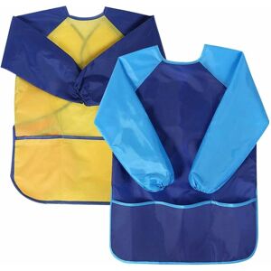 Héloise - 2 pcs Kids Painting Smock Waterproof Kids Painting Apron, Kids Long Sleeve Apron with 3 Pockets for School Activities, Painting, Cooking, Héloise - 2 pcs Kids Painting Smock Waterproof Kids Painting Apron, Kids Long Sleeve Apron with 3 Pockets for School Activities, Painting, Cooking,