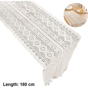 SNQ 24 x 180 cm Long Cotton Table Runner with Zigzag Pattern and Tassels, Rustic White Macrame Table Runner for Wedding and Dining Tables SNQ 24 x 180 cm Long Cotton Table Runner with Zigzag Pattern and Tassels, Rustic White Macrame Table Runner for Wedding and Dining Tables