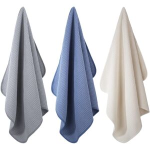 WOIYIC 3 Premium Microfiber Kitchen Towels - Honeycomb Fabric - Dark Blue/Grey/Off-White - 40 x 71 cm WOIYIC 3 Premium Microfiber Kitchen Towels - Honeycomb Fabric - Dark Blue/Grey/Off-White - 40 x 71 cm