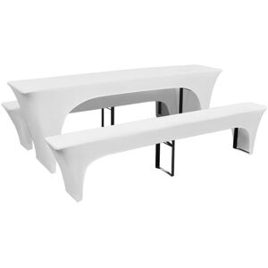 vidaXL White 3 pcs Table and Bench Cover Set - Table and Bench Cover Set vidaXL White 3 pcs Table and Bench Cover Set - Table and Bench Cover Set