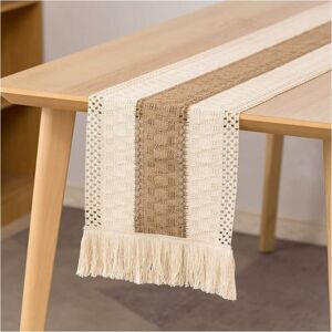 Cyslmuk - 30x180 cm Macrame Table Runner, Natural Cotton and Linen Dining Table Runner, Bohemian Crochet Tooth Tassel Table Decor Cyslmuk - 30x180 cm Macrame Table Runner, Natural Cotton and Linen Dining Table Runner, Bohemian Crochet Tooth Tassel Table Decor