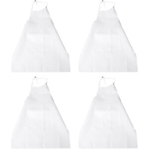 TLILY 4 Pack Bib Aprons with 2 Pockets Adjustable Kitchen Cooking Chef Apron for Women & Men, White TLILY 4 Pack Bib Aprons with 2 Pockets Adjustable Kitchen Cooking Chef Apron for Women & Men, White