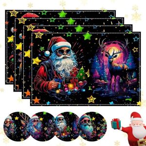 TORMATOR 4-Piece Christmas Placemat Set, Christmas Placemats, Washable Christmas Table Decorations, Non-Slip and Heat Resistant, Suitable for Parties and TORMATOR 4-Piece Christmas Placemat Set, Christmas Placemats, Washable Christmas Table Decorations, Non-Slip and Heat Resistant, Suitable for Parties and