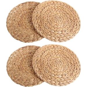BASETBL 4-Piece Natural Woven Water Gourd Placemat Set, Round Woven Rattan Table Mat, Water Gourd Placemat, Round Woven Cushion, Green BASETBL 4-Piece Natural Woven Water Gourd Placemat Set, Round Woven Rattan Table Mat, Water Gourd Placemat, Round Woven Cushion, Green