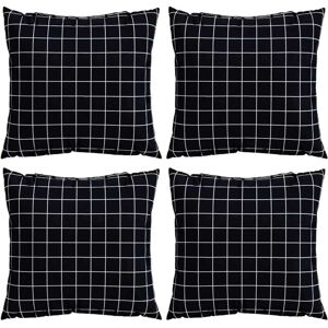 Scatter Pillows 4 pcs Black Check 50 x 50 cm Polyester Farbic vidaXL Scatter Pillows 4 pcs Black Check 50 x 50 cm Polyester Farbic vidaXL