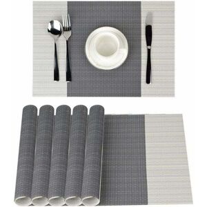 SNQ 6-piece set of non-slip PVC placemats, washable (45 x 30 cm), placemats for kitchen, living room, garden or dining room (grey striped) SNQ 6-piece set of non-slip PVC placemats, washable (45 x 30 cm), placemats for kitchen, living room, garden or dining room (grey striped)