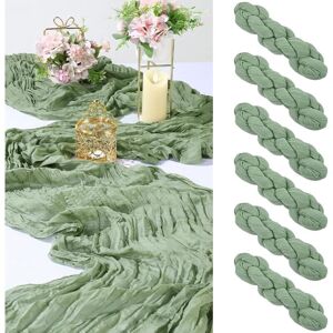 Linghhang - 6 Pieces Sage Green Table Runners 90 x 300cm Boho Gauze Wedding Table Runner for Wedding Table Decoration Linghhang - 6 Pieces Sage Green Table Runners 90 x 300cm Boho Gauze Wedding Table Runner for Wedding Table Decoration