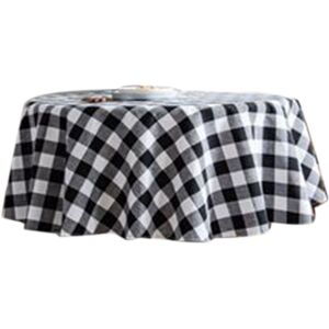 TLILY 60 inch Round Check Tablecloth, 100% Cotton, Rustic Farmhouse Style Cloth Dining Table and Kitchen Decoration TLILY 60 inch Round Check Tablecloth, 100% Cotton, Rustic Farmhouse Style Cloth Dining Table and Kitchen Decoration