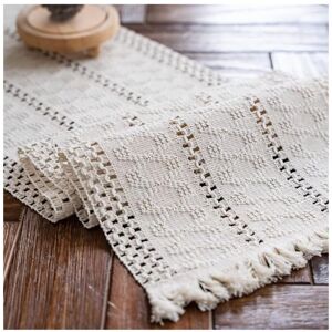 Alwaysh - Macrame Boho Table Runner Beige with Tassels Handwoven Cotton Table Runner Rustic Farmhouse Table Runner for Bohemian Kitchen Dining Alwaysh - Macrame Boho Table Runner Beige with Tassels Handwoven Cotton Table Runner Rustic Farmhouse Table Runner for Bohemian Kitchen Dining