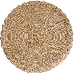 Alwaysh - Set of 6 Placemats, Heat Resistant Woven Placemats, Polyester, Washable Non-Slip Round Table Pad, Hand-Woven Euro Placemats (Khaki, 18cm) Alwaysh - Set of 6 Placemats, Heat Resistant Woven Placemats, Polyester, Washable Non-Slip Round Table Pad, Hand-Woven Euro Placemats (Khaki, 18cm)