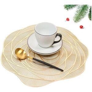 Alwaysh - Set of 6 Washable pvc Placemats Non-Slip Heat Resistant Easy to Clean and Store Flower (Gold) Alwaysh - Set of 6 Washable pvc Placemats Non-Slip Heat Resistant Easy to Clean and Store Flower (Gold)