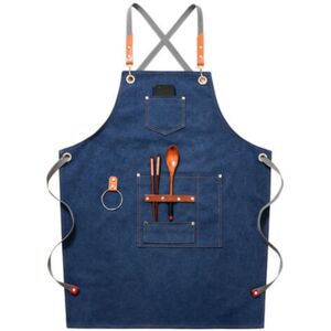 MCBOSON (Blue) High-quality cowboy apron with pockets for hairdresser, painter, gardener, hair stylist for women and men MCBOSON (Blue) High-quality cowboy apron with pockets for hairdresser, painter, gardener, hair stylist for women and men