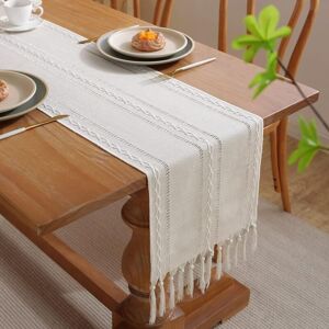 TEHTUY Bohemian table runner with tassels, 32 x 228 cm, country house style, for farmhouse table decoration TEHTUY Bohemian table runner with tassels, 32 x 228 cm, country house style, for farmhouse table decoration