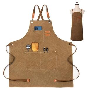 Cyslmuk - Canvas Apron for Men Women, Durable Kitchen Apron, bbq Aprons with Adjustable Strap and Pockets for Home, Kitchen, Cafe, Garden, Craft Cyslmuk - Canvas Apron for Men Women, Durable Kitchen Apron, bbq Aprons with Adjustable Strap and Pockets for Home, Kitchen, Cafe, Garden, Craft