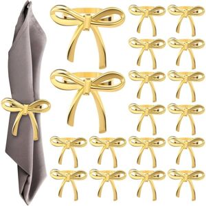 CCYKXA Set of 18 gold-plated zinc alloy napkin rings, exquisite and elegant napkin rings with bows, perfect for weddings, holidays, parties, and CCYKXA Set of 18 gold-plated zinc alloy napkin rings, exquisite and elegant napkin rings with bows, perfect for weddings, holidays, parties, and