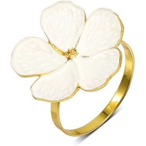 CCYKXA Set of 6 White Flower Round Napkin Holder Loops, Elegant for Dining Table CCYKXA Set of 6 White Flower Round Napkin Holder Loops, Elegant for Dining Table