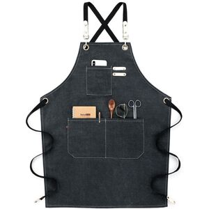 Lune - Chef Apron, Adjustable Drip Resistant Cotton Canvas Apron, Black Lune - Chef Apron, Adjustable Drip Resistant Cotton Canvas Apron, Black