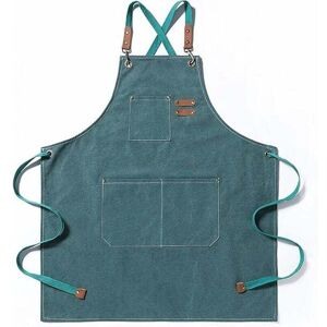 SNQ Chef's Apron, Cotton Canvas Gardening Apron with Large Pockets for Men and Women, Kitchen Bib, Adjustable and Durable Gardening Apron - Green SNQ Chef's Apron, Cotton Canvas Gardening Apron with Large Pockets for Men and Women, Kitchen Bib, Adjustable and Durable Gardening Apron - Green