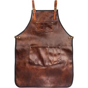 LINGHHANG Chef's Apron for Men and Women, Waterproof Leather Apron with Pockets and Cross Straps for Kitchen, BBQ, Barber Shop, Barista, Manual Work Apron LINGHHANG Chef's Apron for Men and Women, Waterproof Leather Apron with Pockets and Cross Straps for Kitchen, BBQ, Barber Shop, Barista, Manual Work Apron