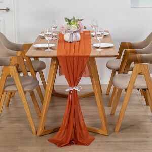 LINGHHANG Chiffon Table Runner, 70x300 cm, in Rust Red, Terracotta Table Runner, Washable Table Runner, Table Decoration LINGHHANG Chiffon Table Runner, 70x300 cm, in Rust Red, Terracotta Table Runner, Washable Table Runner, Table Decoration