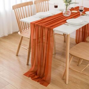 Csparkv - Chiffon Table Runner for Wedding - Terracotta - Outdoor Table Decoration Csparkv - Chiffon Table Runner for Wedding - Terracotta - Outdoor Table Decoration