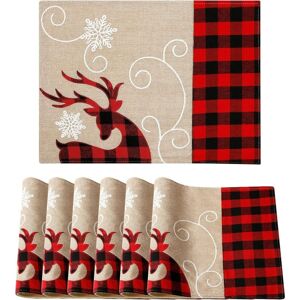 Aougo - Christmas Table Mat Set Set of 6, Placemats Dining Table Mat Heat Resistant Christmas Table Decoration Deer Design 45 x 35 cm Aougo - Christmas Table Mat Set Set of 6, Placemats Dining Table Mat Heat Resistant Christmas Table Decoration Deer Design 45 x 35 cm