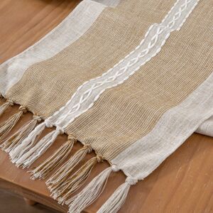 Linghhang - Coffee, 180cm)Embroidery Cotton Linen Table Runner Indoor Outdoor Farmhouse Style Coffee Table Runner 180cm with Tassels Handmade for Linghhang - Coffee, 180cm)Embroidery Cotton Linen Table Runner Indoor Outdoor Farmhouse Style Coffee Table Runner 180cm with Tassels Handmade for