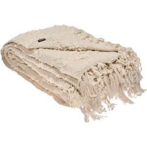 BELIANI Cotton Blanket Woven Bed Throw with Tassels Bed Spread Cover 220 x 240 cm Off-White Vella BELIANI Cotton Blanket Woven Bed Throw with Tassels Bed Spread Cover 220 x 240 cm Off-White Vella