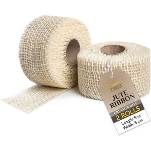 CREATIVE DECO Set of 2 Jute Table Runner Rolls 5cm x 5m – White CREATIVE DECO Set of 2 Jute Table Runner Rolls 5cm x 5m – White