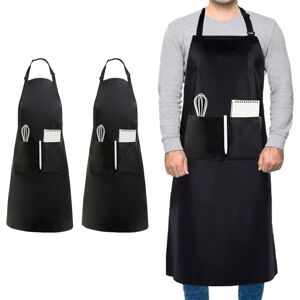 Csparkv - 2 Pcs Plus Size Chef Apron, Unisex Black Apron, Waterproof Apron with 2 Pockets for Cooking, bbq, Work, Professional Apron for Waiter Csparkv - 2 Pcs Plus Size Chef Apron, Unisex Black Apron, Waterproof Apron with 2 Pockets for Cooking, bbq, Work, Professional Apron for Waiter